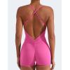 imageYEOREO Backless Tummy Control Jumpsuits for Women One Piece Workout Jumpsuits Sleeveless V Back Lizvette Scrunch Yoga RompersRose Red