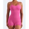 imageYEOREO Backless Tummy Control Jumpsuits for Women One Piece Workout Jumpsuits Sleeveless V Back Lizvette Scrunch Yoga RompersRose Red
