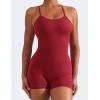 imageYEOREO Backless Tummy Control Jumpsuits for Women One Piece Workout Jumpsuits Sleeveless V Back Lizvette Scrunch Yoga RompersWine Red