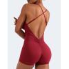 imageYEOREO Backless Tummy Control Jumpsuits for Women One Piece Workout Jumpsuits Sleeveless V Back Lizvette Scrunch Yoga RompersWine Red