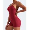 imageYEOREO Backless Tummy Control Jumpsuits for Women One Piece Workout Jumpsuits Sleeveless V Back Lizvette Scrunch Yoga RompersWine Red