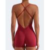 imageYEOREO Backless Tummy Control Jumpsuits for Women One Piece Workout Jumpsuits Sleeveless V Back Lizvette Scrunch Yoga RompersWine Red