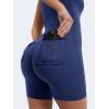 imageYEOREO CoreFlex Sleeveless Workout Jumpsuit With Pockets Zip Up Back Scrunch Gym Romper for Women YogaBlue