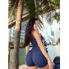 imageYEOREO CoreFlex Sleeveless Workout Jumpsuit With Pockets Zip Up Back Scrunch Gym Romper for Women YogaBlue