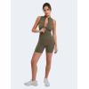 imageYEOREO CoreFlex Sleeveless Workout Jumpsuit With Pockets Zip Up Back Scrunch Gym Romper for Women YogaOlive