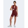 imageYEOREO CoreFlex Sleeveless Workout Jumpsuit With Pockets Zip Up Back Scrunch Gym Romper for Women YogaWine