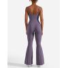 imageYEOREO Flare Jumpsuits for Women One Piece Mena Workout Sleeveless Wide Leg Jumpsuits with Pockets Bodycon Gym Yoga RomperPurple