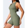imageYEOREO Jumpsuits for Women Zip Up Workout Backless One Piece Tummy Control Sleeveless Emma Sexy Yoga BodysuitsArmy Green