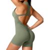 imageYEOREO Jumpsuits for Women Zip Up Workout Backless One Piece Tummy Control Sleeveless Emma Sexy Yoga BodysuitsArmy Green