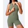 imageYEOREO Jumpsuits for Women Zip Up Workout Backless One Piece Tummy Control Sleeveless Emma Sexy Yoga BodysuitsArmy Green