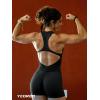 imageYEOREO Jumpsuits for Women Zip Up Workout Backless One Piece Tummy Control Sleeveless Emma Sexy Yoga BodysuitsBlack