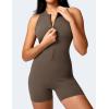 imageYEOREO Jumpsuits for Women Zip Up Workout Backless One Piece Tummy Control Sleeveless Emma Sexy Yoga BodysuitsCoffee