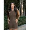 imageYEOREO Jumpsuits for Women Zip Up Workout Backless One Piece Tummy Control Sleeveless Emma Sexy Yoga BodysuitsCoffee
