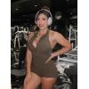 imageYEOREO Jumpsuits for Women Zip Up Workout Backless One Piece Tummy Control Sleeveless Emma Sexy Yoga BodysuitsCoffee