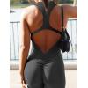 imageYEOREO Jumpsuits for Women Zip Up Workout Backless One Piece Tummy Control Sleeveless Emma Sexy Yoga BodysuitsDark Grey