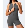 imageYEOREO Jumpsuits for Women Zip Up Workout Backless One Piece Tummy Control Sleeveless Emma Sexy Yoga BodysuitsDark Grey