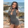 imageYEOREO Jumpsuits for Women Zip Up Workout Backless One Piece Tummy Control Sleeveless Emma Sexy Yoga BodysuitsDark Grey