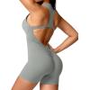 imageYEOREO Jumpsuits for Women Zip Up Workout Backless One Piece Tummy Control Sleeveless Emma Sexy Yoga BodysuitsGrey