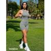 imageYEOREO Jumpsuits for Women Zip Up Workout Backless One Piece Tummy Control Sleeveless Emma Sexy Yoga BodysuitsGrey