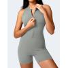 imageYEOREO Jumpsuits for Women Zip Up Workout Backless One Piece Tummy Control Sleeveless Emma Sexy Yoga BodysuitsGrey