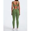 imageYEOREO Long Sleeve Jumpsuit for Women Workout V Back Bodysuit Lizvette Scrunch Leggings One Piece Romper Full Length BodyconAvocado Green