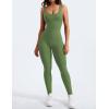 imageYEOREO Long Sleeve Jumpsuit for Women Workout V Back Bodysuit Lizvette Scrunch Leggings One Piece Romper Full Length BodyconAvocado Green