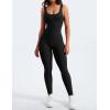 imageYEOREO Long Sleeve Jumpsuit for Women Workout V Back Bodysuit Lizvette Scrunch Leggings One Piece Romper Full Length BodyconBlack