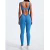 imageYEOREO Long Sleeve Jumpsuit for Women Workout V Back Bodysuit Lizvette Scrunch Leggings One Piece Romper Full Length BodyconBlue