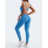 imageYEOREO Long Sleeve Jumpsuit for Women Workout V Back Bodysuit Lizvette Scrunch Leggings One Piece Romper Full Length BodyconBlue