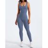 imageYEOREO Long Sleeve Jumpsuit for Women Workout V Back Bodysuit Lizvette Scrunch Leggings One Piece Romper Full Length BodyconBlue Gray