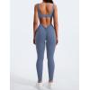 imageYEOREO Long Sleeve Jumpsuit for Women Workout V Back Bodysuit Lizvette Scrunch Leggings One Piece Romper Full Length BodyconBlue Gray