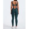 imageYEOREO Long Sleeve Jumpsuit for Women Workout V Back Bodysuit Lizvette Scrunch Leggings One Piece Romper Full Length BodyconBlue Green