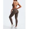 imageYEOREO Long Sleeve Jumpsuit for Women Workout V Back Bodysuit Lizvette Scrunch Leggings One Piece Romper Full Length BodyconCoffee