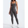 imageYEOREO Long Sleeve Jumpsuit for Women Workout V Back Bodysuit Lizvette Scrunch Leggings One Piece Romper Full Length BodyconDark Grey