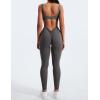 imageYEOREO Long Sleeve Jumpsuit for Women Workout V Back Bodysuit Lizvette Scrunch Leggings One Piece Romper Full Length BodyconDark Grey