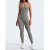 imageYEOREO Long Sleeve Jumpsuit for Women Workout V Back Bodysuit Lizvette Scrunch Leggings One Piece Romper Full Length BodyconLight Grey