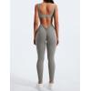 imageYEOREO Long Sleeve Jumpsuit for Women Workout V Back Bodysuit Lizvette Scrunch Leggings One Piece Romper Full Length BodyconLight Grey