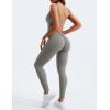 imageYEOREO Long Sleeve Jumpsuit for Women Workout V Back Bodysuit Lizvette Scrunch Leggings One Piece Romper Full Length BodyconLight Grey