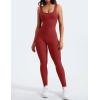 imageYEOREO Long Sleeve Jumpsuit for Women Workout V Back Bodysuit Lizvette Scrunch Leggings One Piece Romper Full Length BodyconMaroon