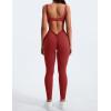 imageYEOREO Long Sleeve Jumpsuit for Women Workout V Back Bodysuit Lizvette Scrunch Leggings One Piece Romper Full Length BodyconMaroon