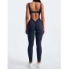imageYEOREO Long Sleeve Jumpsuit for Women Workout V Back Bodysuit Lizvette Scrunch Leggings One Piece Romper Full Length BodyconNavy Blue