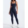 imageYEOREO Long Sleeve Jumpsuit for Women Workout V Back Bodysuit Lizvette Scrunch Leggings One Piece Romper Full Length BodyconNavy Blue