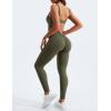 imageYEOREO Long Sleeve Jumpsuit for Women Workout V Back Bodysuit Lizvette Scrunch Leggings One Piece Romper Full Length BodyconOlive Green