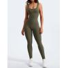 imageYEOREO Long Sleeve Jumpsuit for Women Workout V Back Bodysuit Lizvette Scrunch Leggings One Piece Romper Full Length BodyconOlive Green