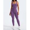 imageYEOREO Long Sleeve Jumpsuit for Women Workout V Back Bodysuit Lizvette Scrunch Leggings One Piece Romper Full Length BodyconPurple