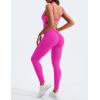 imageYEOREO Long Sleeve Jumpsuit for Women Workout V Back Bodysuit Lizvette Scrunch Leggings One Piece Romper Full Length BodyconRose Red