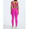 imageYEOREO Long Sleeve Jumpsuit for Women Workout V Back Bodysuit Lizvette Scrunch Leggings One Piece Romper Full Length BodyconRose Red