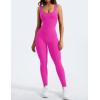 imageYEOREO Long Sleeve Jumpsuit for Women Workout V Back Bodysuit Lizvette Scrunch Leggings One Piece Romper Full Length BodyconRose Red