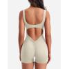 imageYEOREO One Piece Workout Jumpsuits for Women Backless Tummy Control Sleeveless Jumpsuits Lizvette V Back Scrunch Yoga RomperBeige