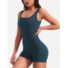 imageYEOREO One Piece Workout Jumpsuits for Women Backless Tummy Control Sleeveless Jumpsuits Lizvette V Back Scrunch Yoga RomperBlue Green